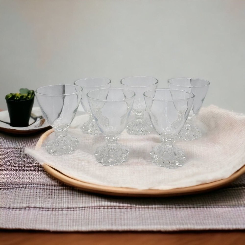 Lot 6 Vintage Boopie Glass Sherbet Dessert 3 1/2” Anchor Hocking